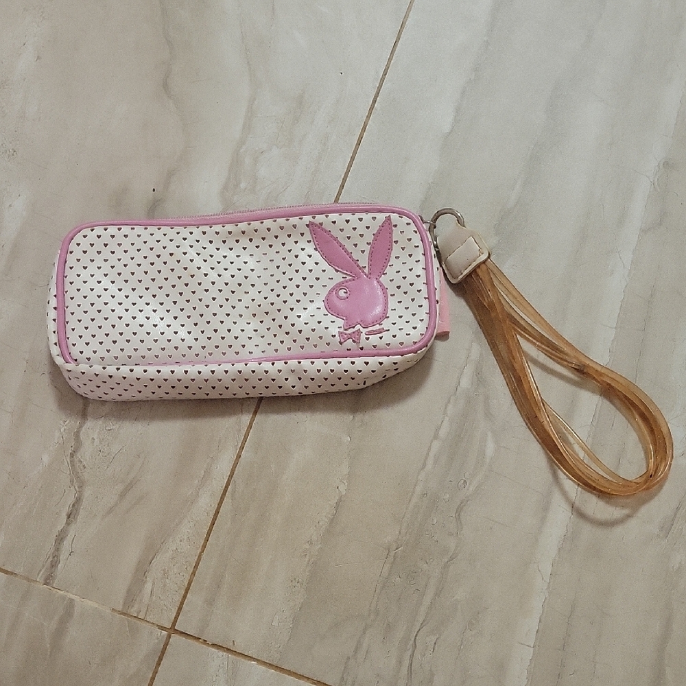 RARE PLAYBOY Pink and White Vintage Wristlet